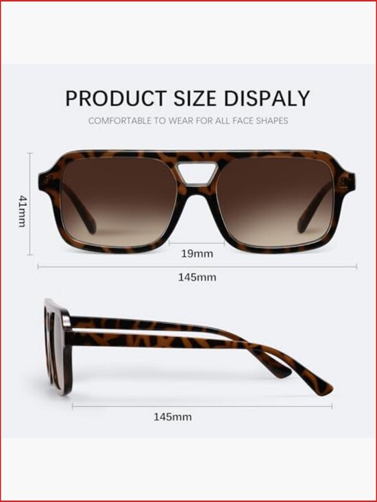 Unisex Retro Square Sunglasses UV400 Protection Trendy Vintage main image 6